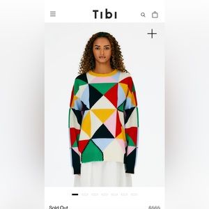 Tibi Multicolor Intarsia Sweater, size S